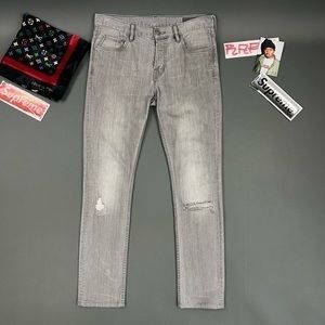 All Saints Ripped Skinny Embroidered Jeans Luxury Distressed Denim Streetwear 🪩